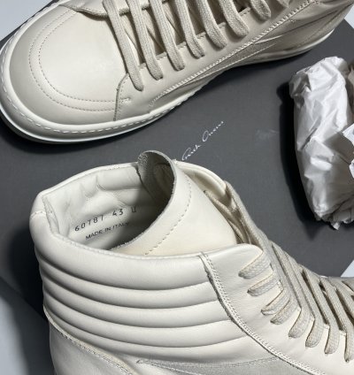 RICK OWENS FW24 PORTERVILLE High Vintage Sneaks Milk White