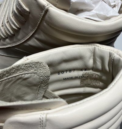 RICK OWENS FW24 PORTERVILLE High Vintage Sneaks Milk White