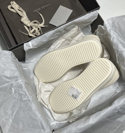 RICK OWENS FW24 PORTERVILLE High Vintage Sneaks Milk White