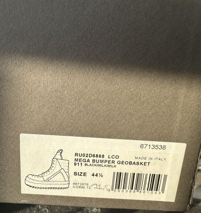 Rick owens FW24 Porterville Mega Bumper Geobaskets NEW 11 5