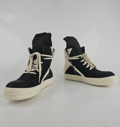 Rick Owens Geobasket Black Milk Calf Sneakers Size 39 New