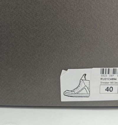 Rick Owens Geobasket Black Milk Calf Sneakers Size 40 New
