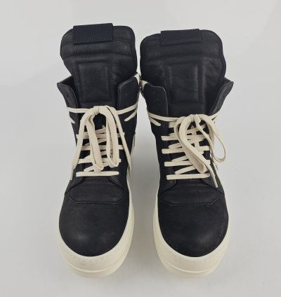 Rick Owens Geobasket Black Milk Calf Sneakers Size 40 New