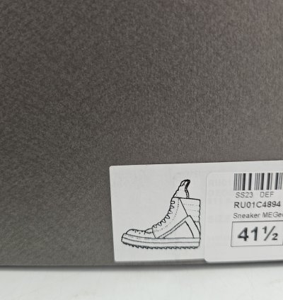 Rick Owens Geobasket Black Milk Calf Sneakers Size 41 5 New