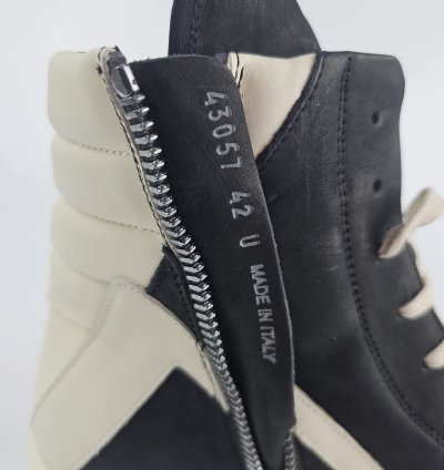 Rick Owens Geobasket Black Milk Calf Sneakers Size 42 New