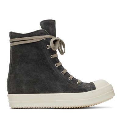 Rick Owens Geobasket Dark Dust Milk Suede Velvet Sneaker