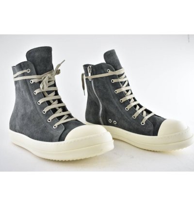 Rick Owens Geobasket Dark Dust Milk Suede Velvet Sneaker