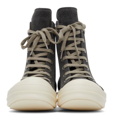 Rick Owens Geobasket Dark Dust Milk Suede Velvet Sneaker