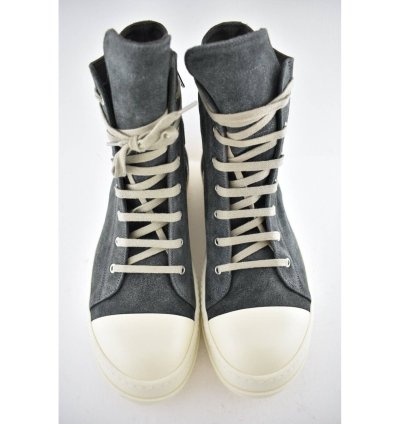 Rick Owens Geobasket Dark Dust Milk Suede Velvet Sneaker