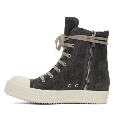 Rick Owens Geobasket Dark Dust Milk Suede Velvet Sneaker