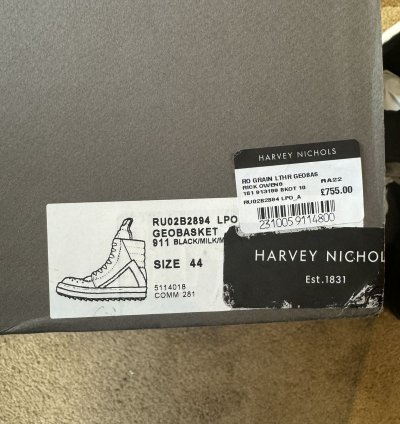 Rick Owens Geobasket FW22 OG color way size 44