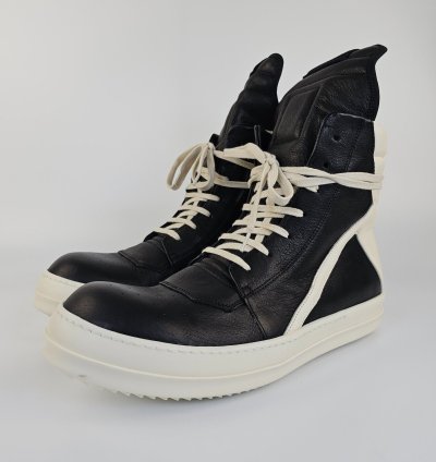 Rick Owens Geobasket High Top Black Milk Sneakers New SS24