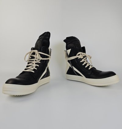 Rick Owens Geobasket High Top Black Milk Sneakers New SS24