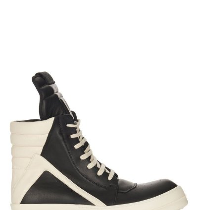 Rick Owens Geobasket Hollywood 1190 Black Milk Sneakers New