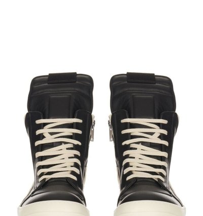 Rick Owens Geobasket Hollywood 1190 Black Milk Sneakers New