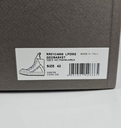 Rick Owens Geobasket Jumbo Laces Hot Pink Sneakers New 42