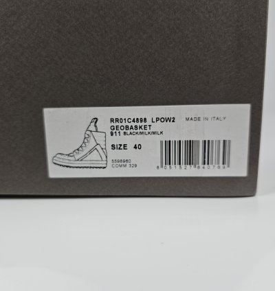 Rick Owens Geobasket Jumbo Laces Sneakers New 40