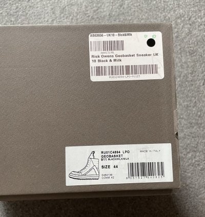 Rick Owens Geobasket LPO black milk UK10 EU44 US11 Brand New
