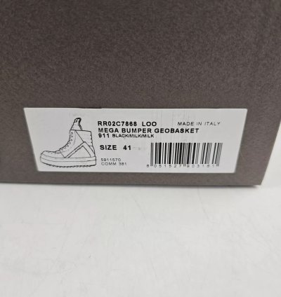 Rick Owens Geobasket Mega Bumper Black Milk Sneakers New