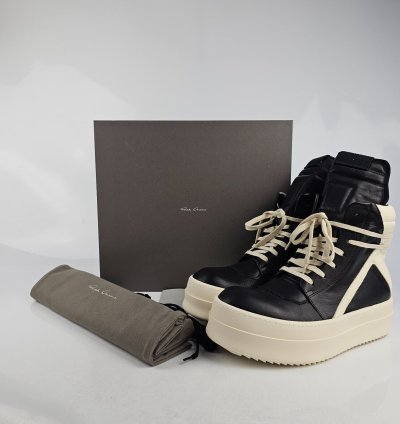 Rick Owens Geobasket Mega Bumper Black Milk Sneakers New