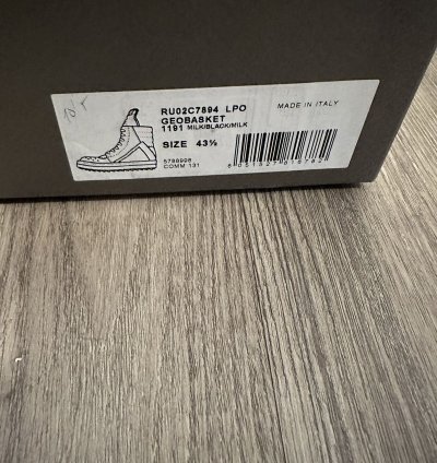 Rick owens geobasket milk black size 43 5