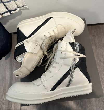 Rick owens geobasket milk black size 44
