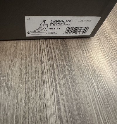 Rick owens geobasket milk black size 44