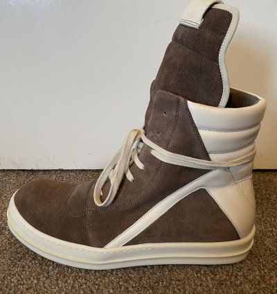 Rick Owens Geobasket Sneaker Suede Leather Dust Milk
