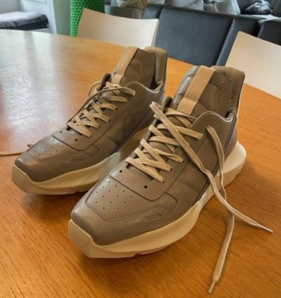 Rick Owens Geth Runner Grey White Low Top Sneakers