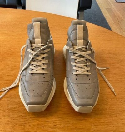 Rick Owens Geth Runner Grey White Low Top Sneakers