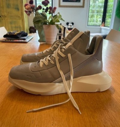 Rick Owens Geth Runner Grey White Low Top Sneakers