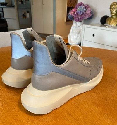 Rick Owens Geth Runner Grey White Low Top Sneakers