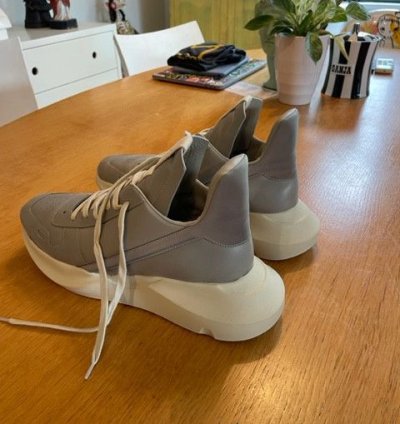 Rick Owens Geth Runner Grey White Low Top Sneakers