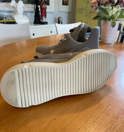 Rick Owens Geth Runner Grey White Low Top Sneakers