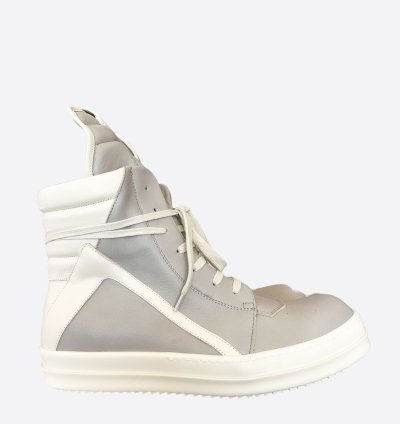 Rick Owens Grey White Geobasket Sneakers
