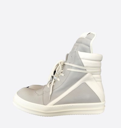 Rick Owens Grey White Geobasket Sneakers