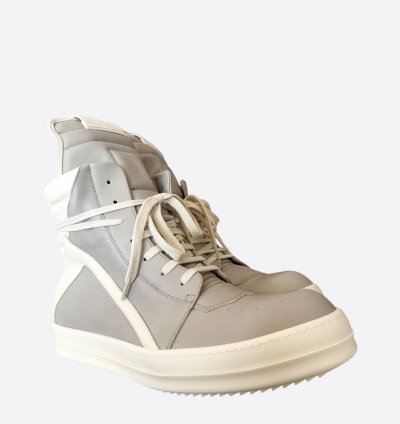 Rick Owens Grey White Geobasket Sneakers