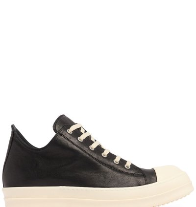 RICK OWENS Hollywood 975 Black Milk Low Sneakers New