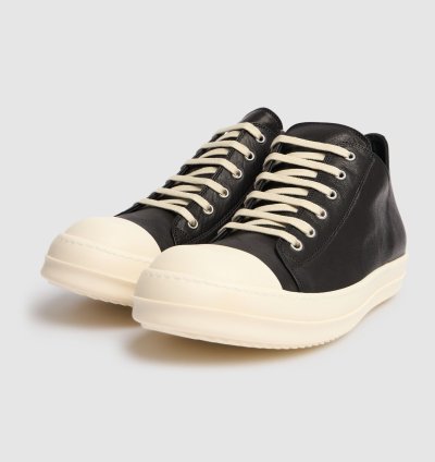 RICK OWENS Hollywood 975 Black Milk Low Sneakers New