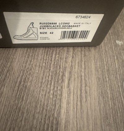 Rick Owens jumbo lace geobaskets black milk size 42