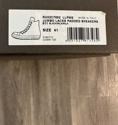 Rick Owens Jumbo Lace Padded Ramones High Size 41
