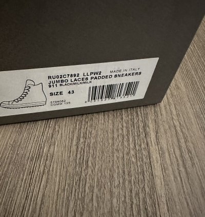 Rick Owens Jumbo Lace Padded Ramones High Size 43