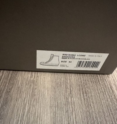 Rick owens jumbo lace Ramones High triple black size 44