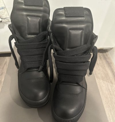 Rick Owens jumbo lace triple black geobaskets size 40
