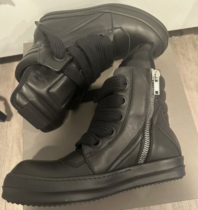Rick Owens jumbo lace triple black geobaskets size 40
