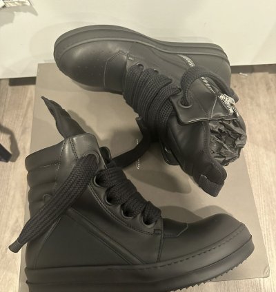 Rick Owens jumbo lace triple black geobaskets size 40