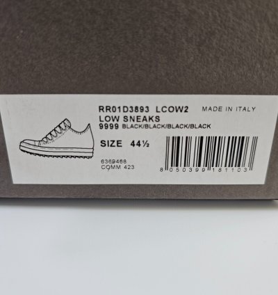 Rick Owens Jumbo Laces Black Low Top Sneakers New 44 5