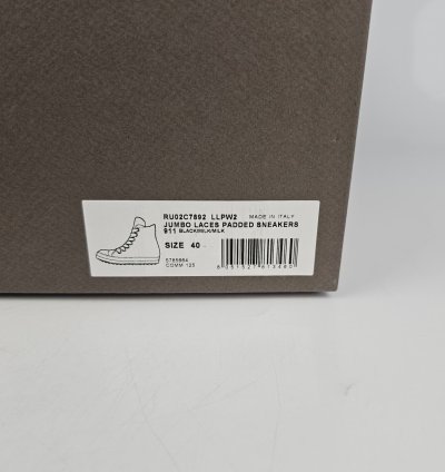 Rick Owens Jumbo Laces High Top Black Milk Sneakers New 40