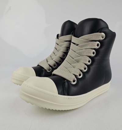 Rick Owens Jumbo Laces High Top Black Milk Sneakers New 42