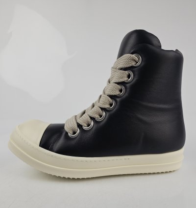 Rick Owens Jumbo Laces High Top Black Milk Sneakers New 42